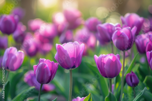 Purple tulips in the garden - Generative AI #780525245