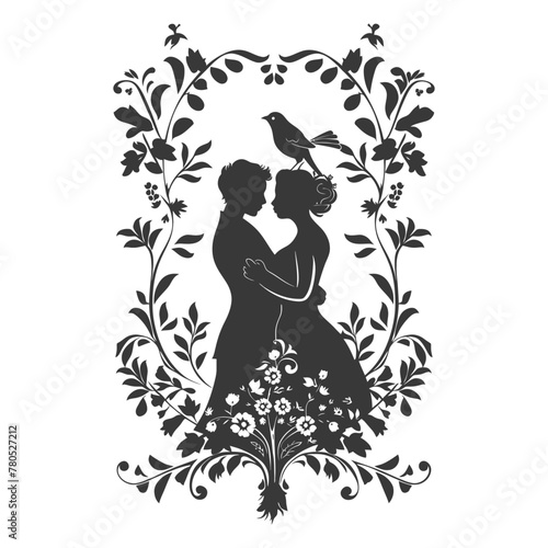 Silhouette elements of the bride and groom for wedding invitations are black only © NikahGeh
