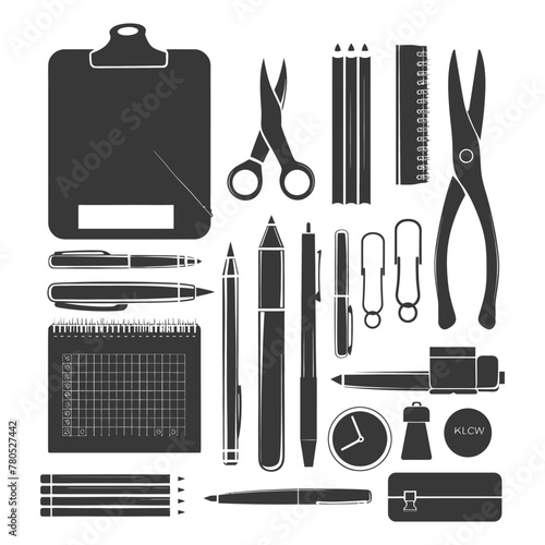Silhouette office supplies black color only