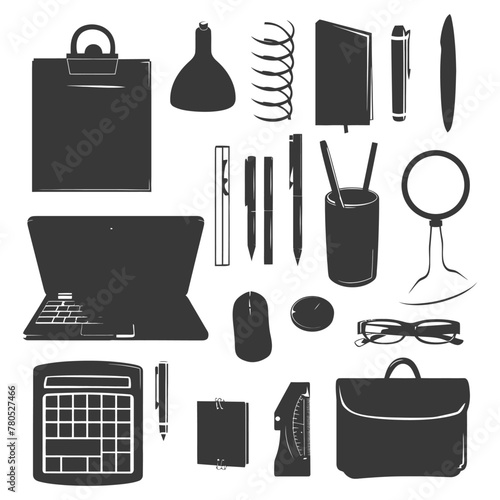 Silhouette office supplies black color only