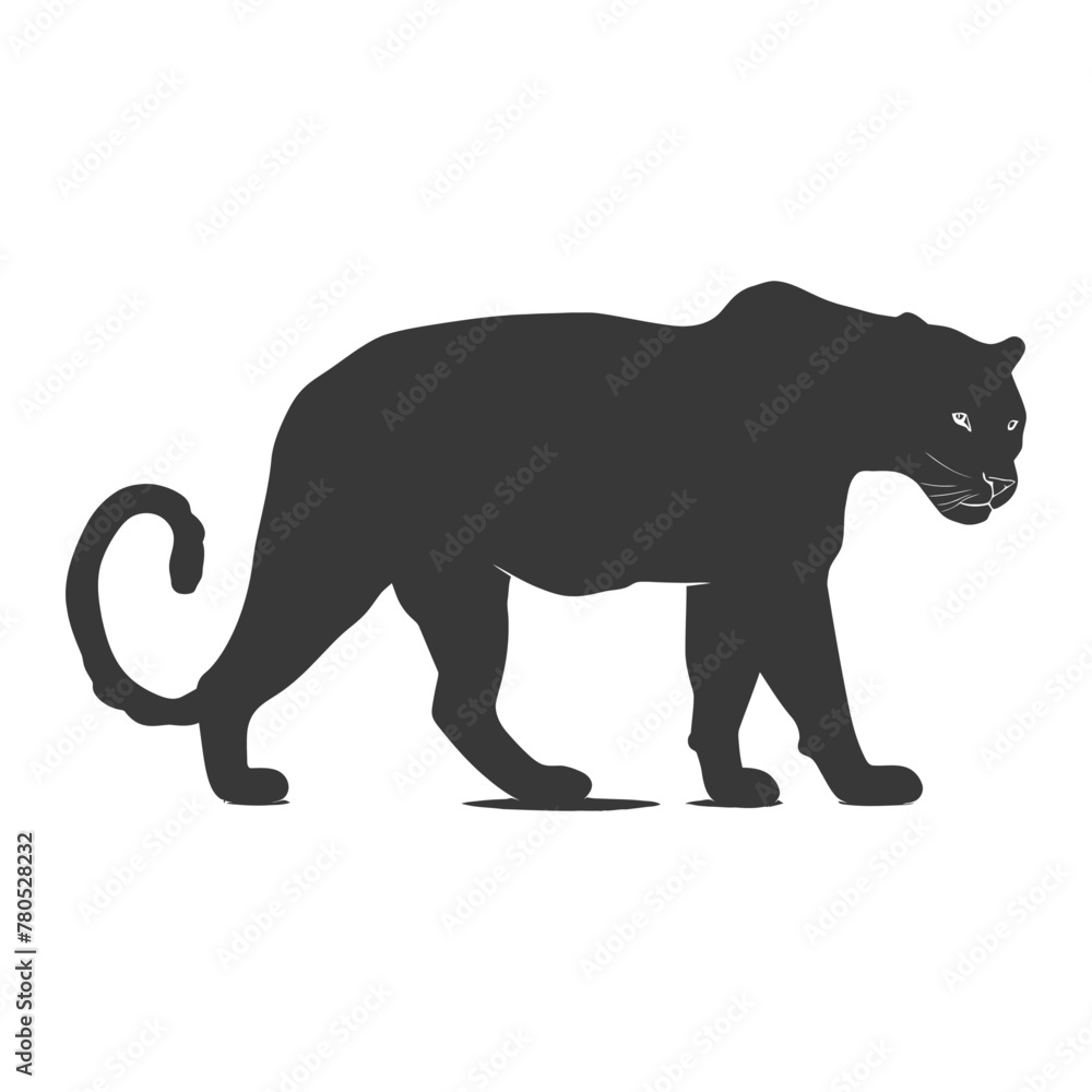 Silhouette panther animal black color only full body