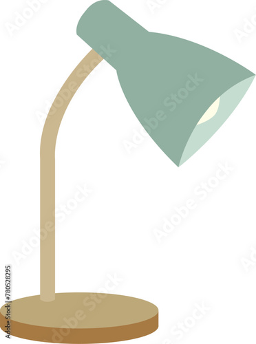 stylish minimalistic vector illustration of desk or bedside lamp isolated on transparent background. home lamp in natural green and wood color. decorative table lamp png clip art