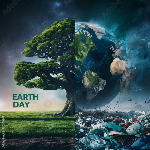 Green globe earth day concept Planet vs. Plastics , Earth day 2024