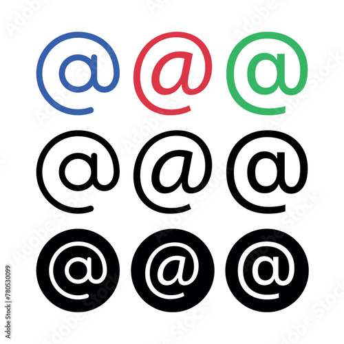 At Symbols Flat Outline And Glyph