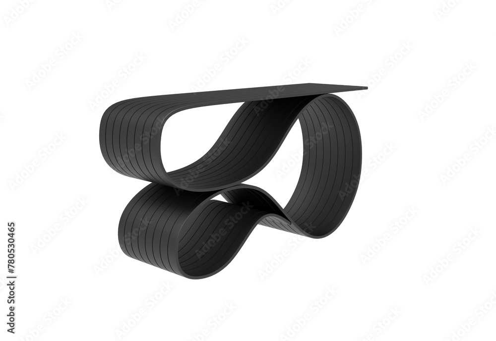 curve table angle view without shadow 3d render