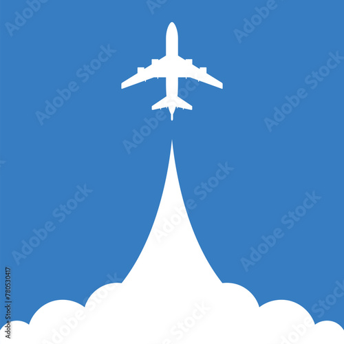 Blue Background White Airplane
