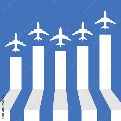 Blue Background With Airplanes Flying