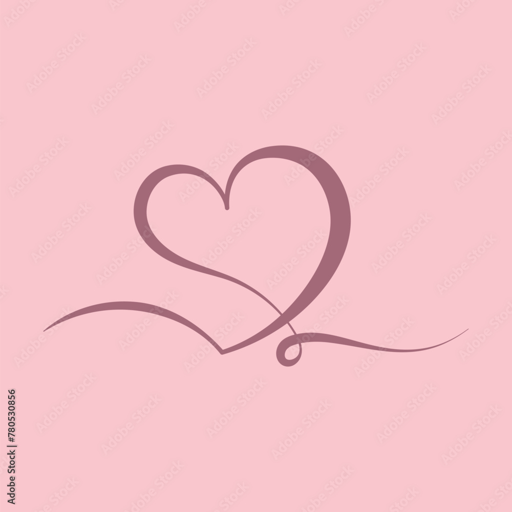 Calligraphy Heart Pink Background