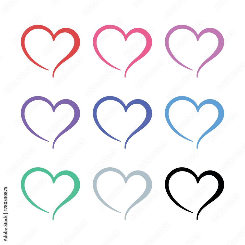Calligraphy Hearts Multiple Colours Set
