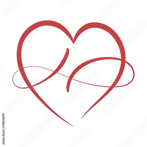 Calligraphy Heart Red Thick And Thin