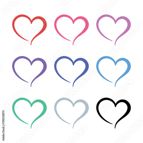 Calligraphy Hearts Multiple Colours Set