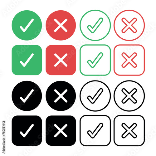 Free Download Check And Cross Circles And Boxes - GFXLoad