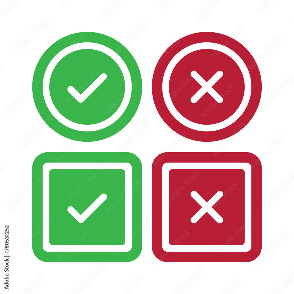 Check Mark and Cross Circle And Squares Check Mark and Cross Circle And Squares
