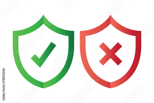 Check Mark And Cross Outline Shield Gradient