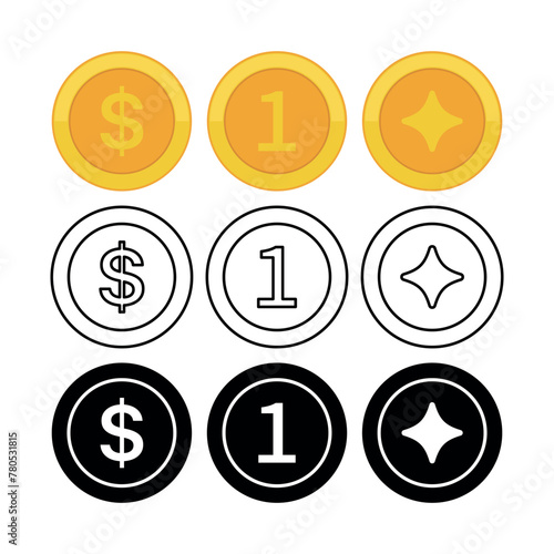 Coin Flat Glyph Outline