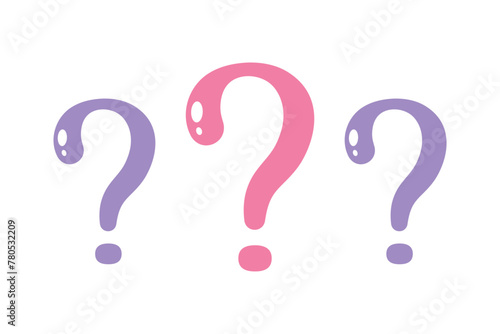 Cute Cartoon Style Question Marks Pink and Purple