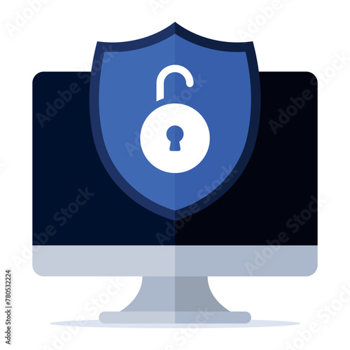 Cyber Security Shield With Computer