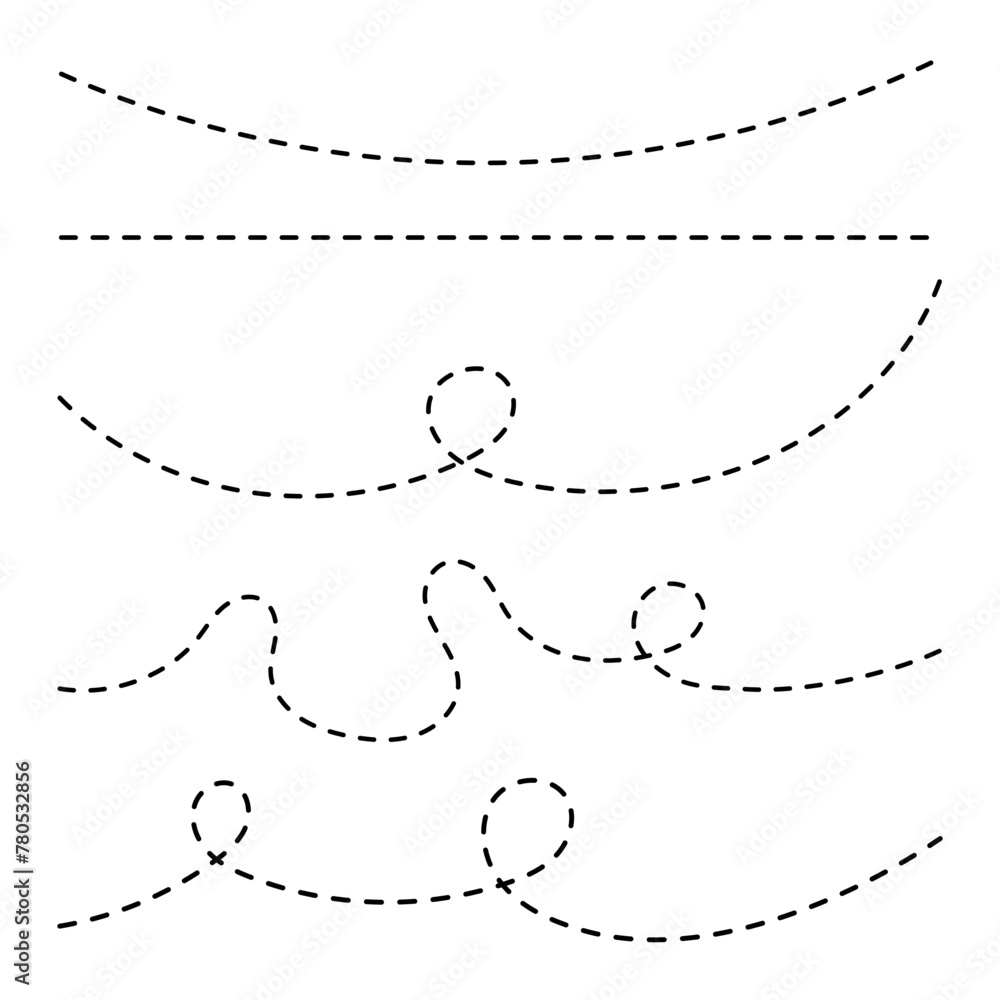 Dotted Route Lines Set Dotted Route Lines Set