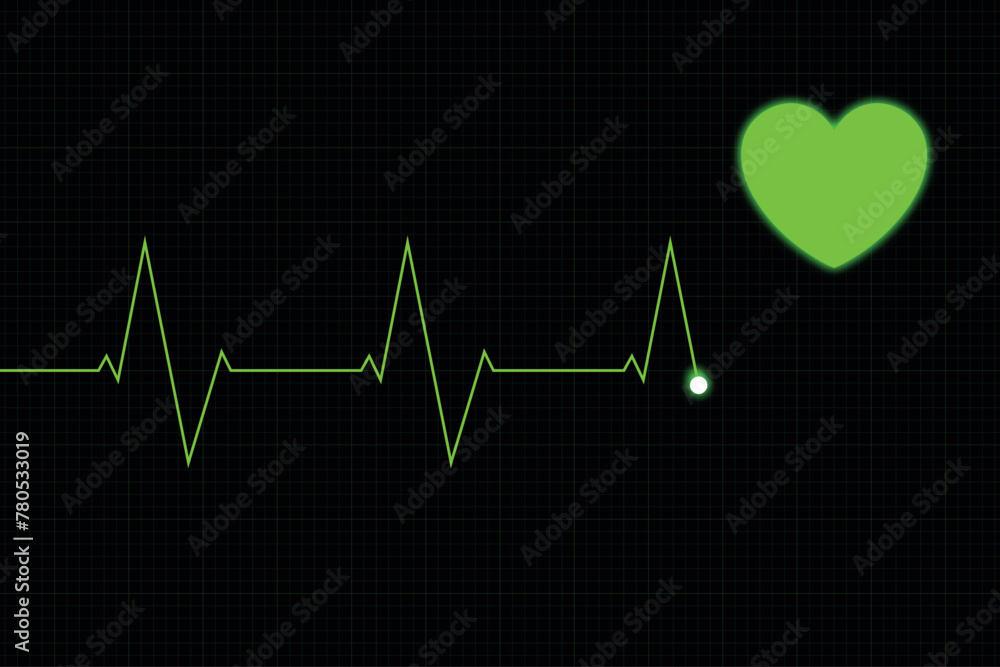 Naklejka premium ECG Heartbeat Green