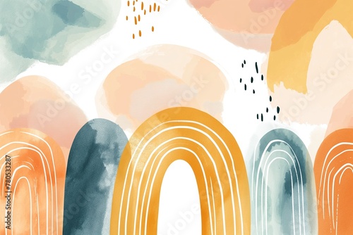 Soothing abstract watercolor arches in pastel shades, perfect for modern home decor and minimalist design themes