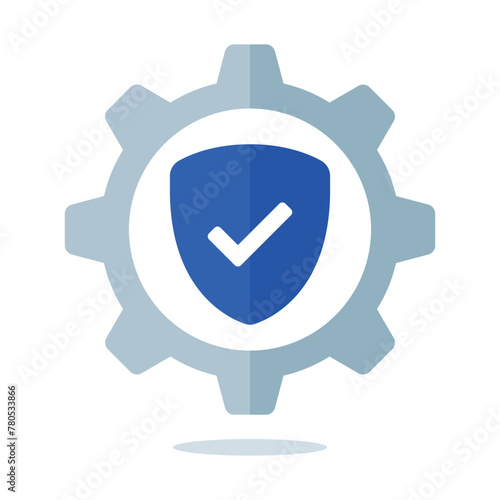 Gear With Shield Flat Style