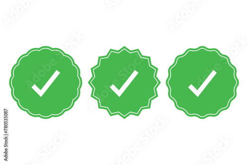 Green Circular Labels Check Marks