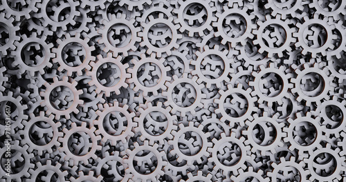 metal gears, gear mechanism, abstract business illustration, 3d rendering