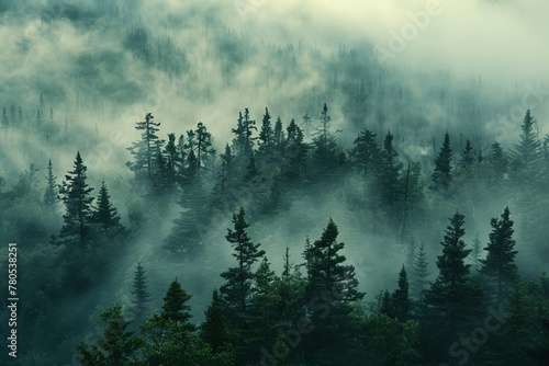 Misty Forest Landscape: Serene Nature Scene © smth.design
