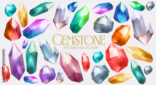 A Collection of Isolated Vector Gems And Crystal Stones