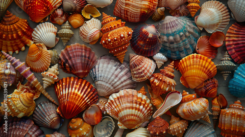 seamless pattern of different types of colorfuld seashells 