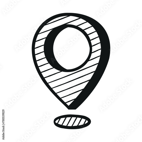 Hand Drawn Doodle Location Pin 3D