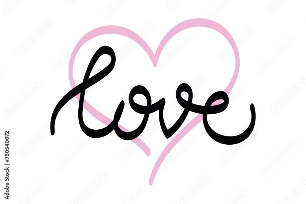 Obraz premium Heart And Word Love Calligraphy