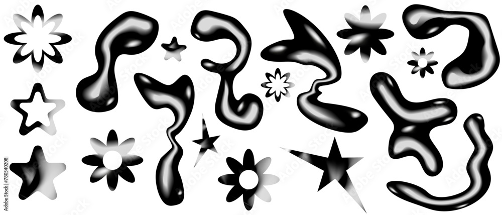 Organic Shapes 3D black Liquid Y2K symbols isolated white background. Set Swirl Twirl Dold Geometrical Forms. Y2K Vector aesthetic. EPS 10 Organic Shapes 3D black Liquid Y2K symbols isolated white background. Set Swirl Twirl Dold Geometrical Forms. Y2K Vector aesthetic. EPS 10