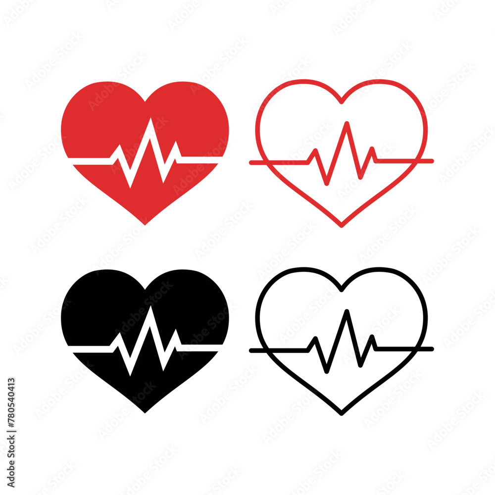 Heart With Heartbeat Set Heart With Heartbeat Set