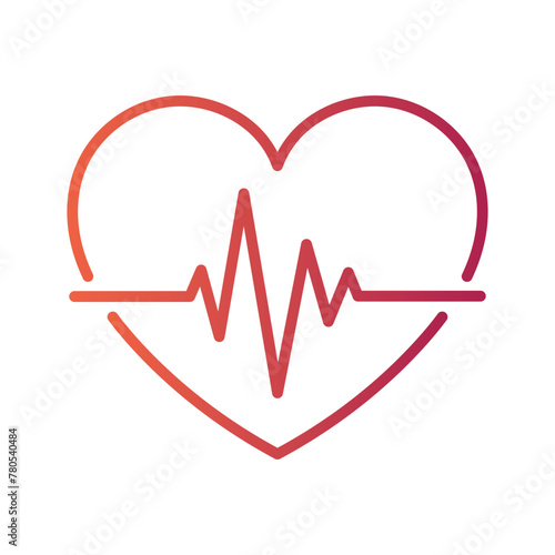 Heartbeat Heart Gradient Outline