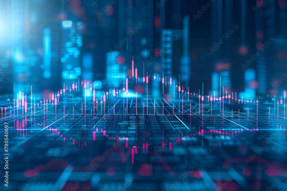 A digital financial chart with glowing blue and pink elements, showcasing in-depth market analysis.. A digital financial chart with glowing blue and pink elements, showcasing in-depth market analysis..