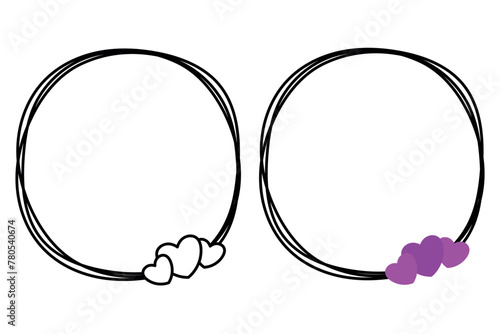Hearts Frames Hand Drawn Doodles