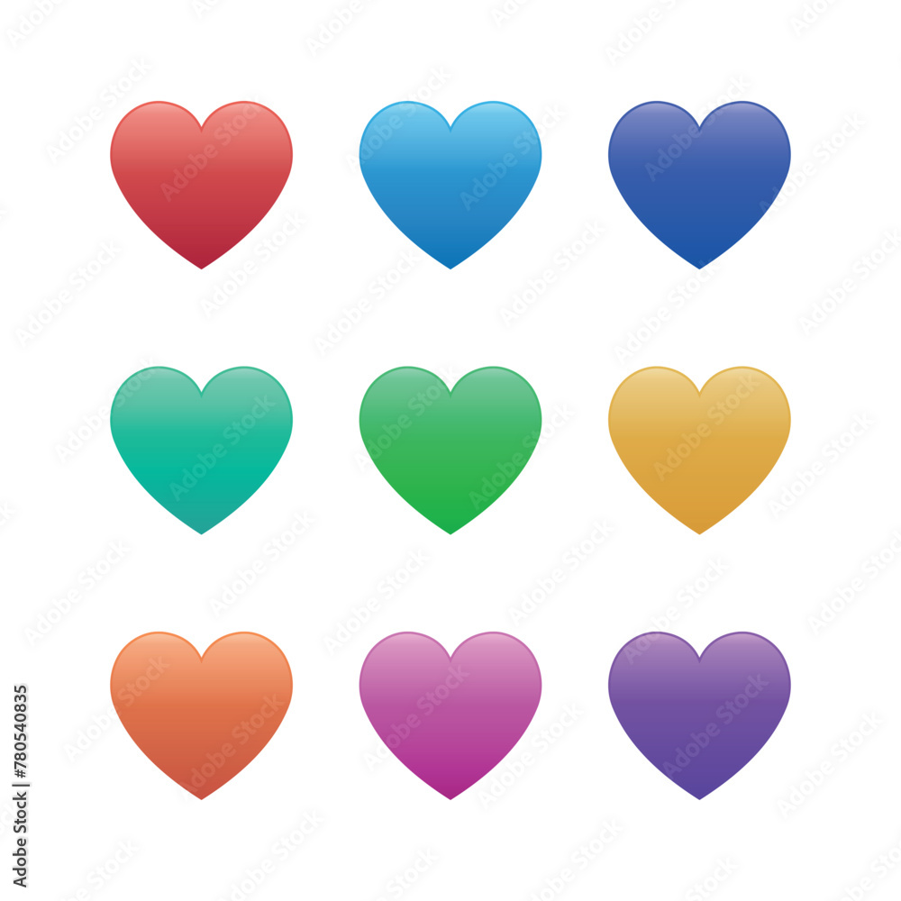 Hearts Set Multiple Colour Gradients