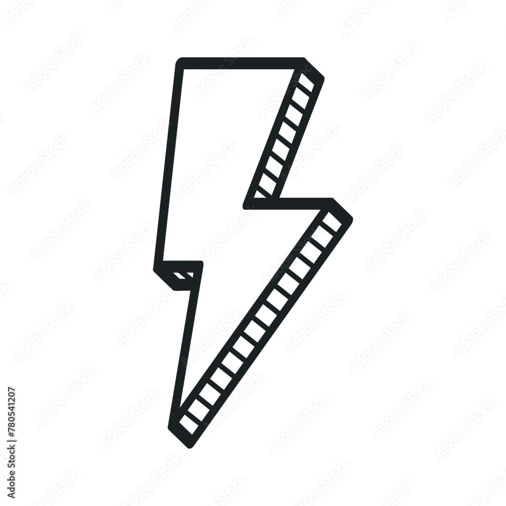 Lightning Bolt Hand Drawn 3D Style Lightning Bolt Hand Drawn 3D Style