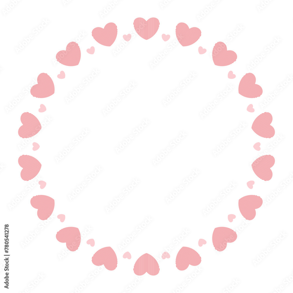 Line Hearts Circle Frame