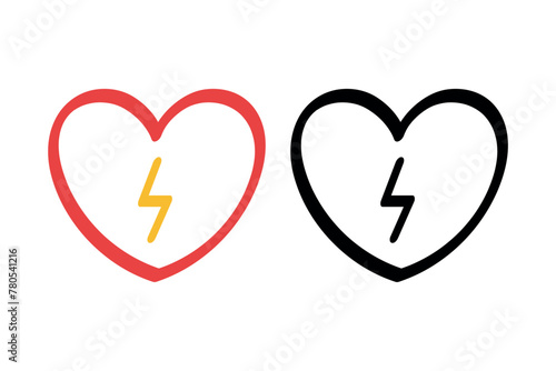 Lightning Bolt Heart Hand Drawn Style