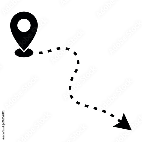 Location Pin With Winding Dashed Arrow