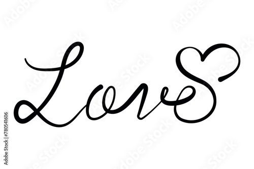 Love Word With Heart Calligraphy 2