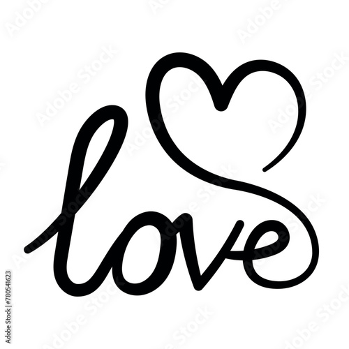 Love Word With Heart Calligraphy