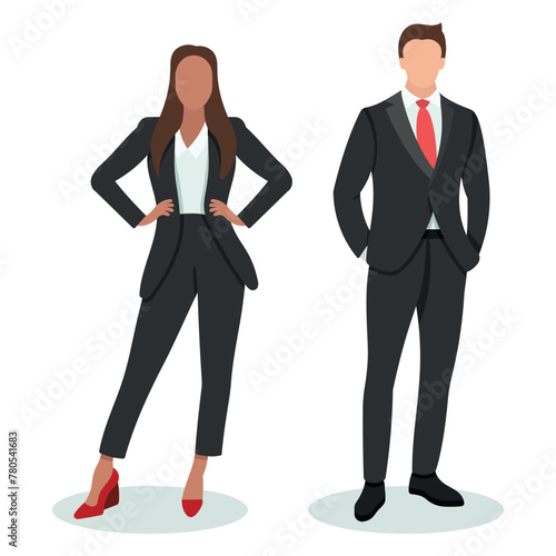 Man and Woman Business Avatars Flat Style