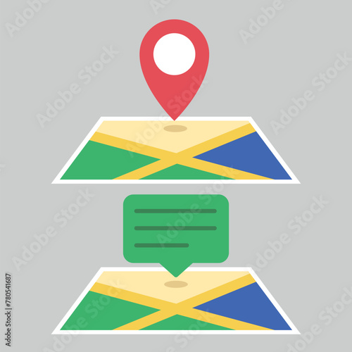 Map With Location Pin And Message Bubble