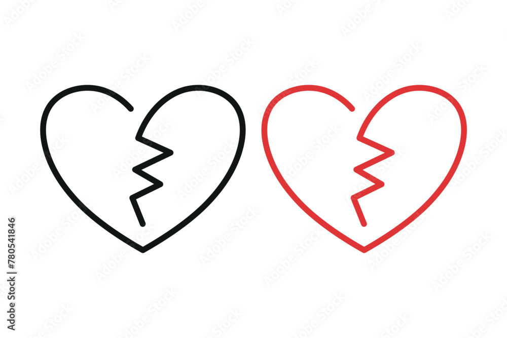 Monoline Broken Heart Black And Red Monoline Broken Heart Black And Red
