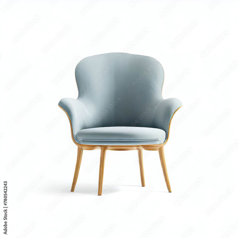 Elegant Colorful Chair with White Background. brown blue wooden armchair made with Generative AI technology
