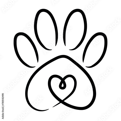 Paw Print Heart Connected