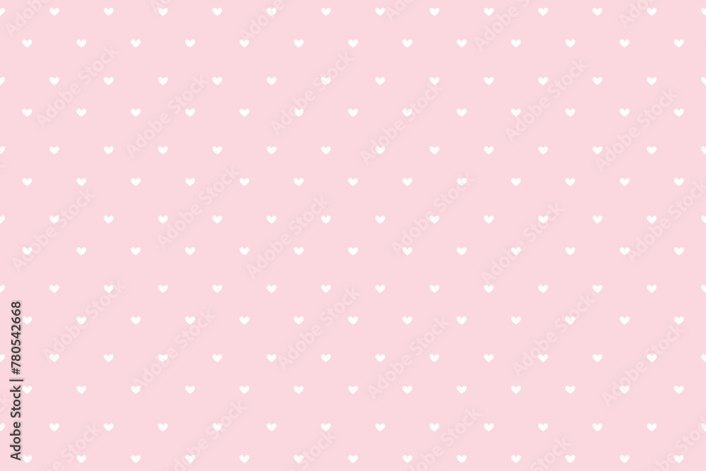 Pink Background White Hearts Pattern